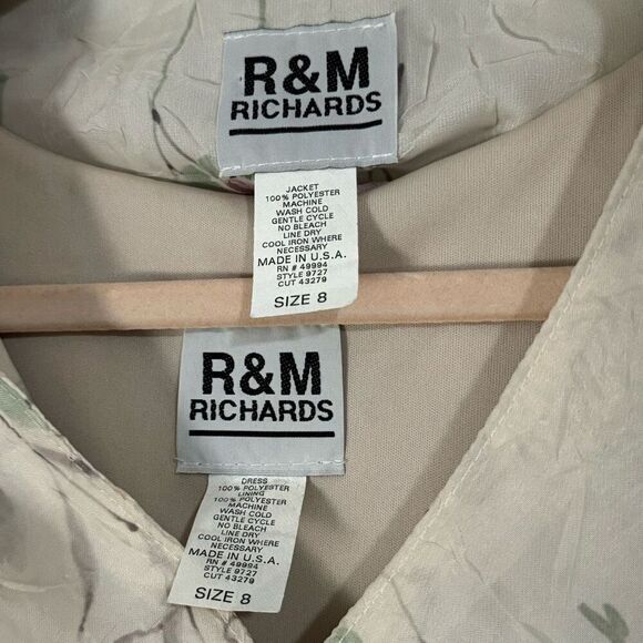 R&M Richards Vintage Floral Cream Chiffon Fairy Dress w/ Sheer Cover Up Formal S - Picture 6 of 7